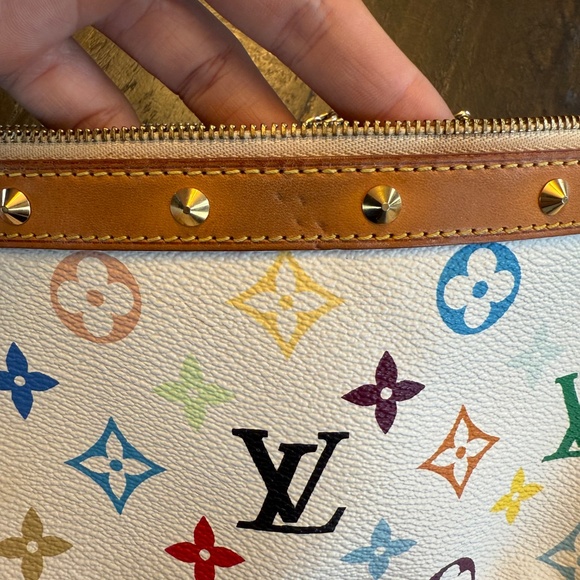AUTHENTIC Louis Vuitton Monogram Multicolor Pochette Accessories White - Picture 13 of 16